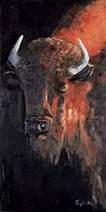 Fabienne Leydecker, Bison Encounter, 2021, oil on canvas