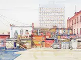 John Adrian James Little, Back of Variety Theater [Back of Hitchin Post Theatre?], 1978, watercolour on paper