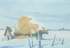 Murray William MacDonald, Untitled - Winter Haystack, watercolour on paper