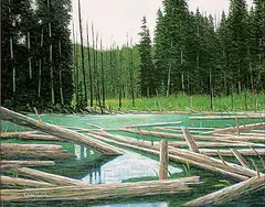 Chris MacClure, Untitled - End of the Lake, oil on paper board