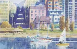 Richard Morris, Untitled - Sailboats in English Bay, watercolour on paper