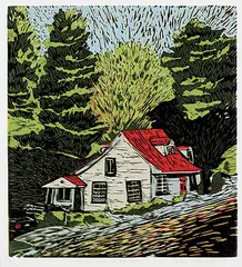 Peter Nedin, House with a Red Roof #9/18, 2009, colour silkscreen on paper