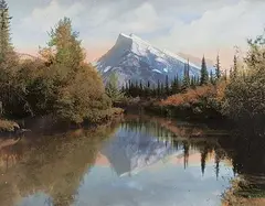 George Noble, Mt. Rundle, hand coloured photograph