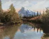 George Noble, Mt. Rundle, hand coloured photograph