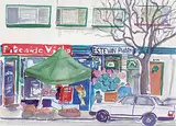 Avis Margaret Rasmussen, Untitled - Estevan Pharmacy, watercolour on paper