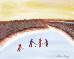 Allen Sapp, Untitled - The Hockey Game, acrylic on canvas