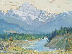 Stuart Clifford Shaw, Mt. Cavell, 1949, oil on wood board
