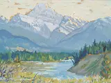 Stuart Clifford Shaw, Mt. Cavell, 1949, oil on wood board