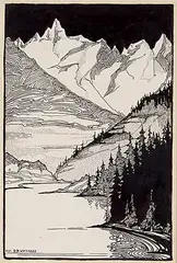 Ina D.D. Uhthoff, Untitled - Into the Valley, ink on paper