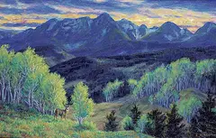 Randy Van Beek, Late Summer, Mule Deer, oil on canvas board