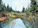 Jim Vest, Untitled - Quiet Stream, acrylic on wood board