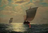 James Walter, Untitled - Ships at Dusk, oil on canvas