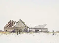 John Webster, Untitled - The Old Storage Sheds, 1976, watercolour on paper