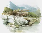 Robert Leslie Weisbrich, Log Dump, 1983, watercolour on paper