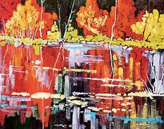 Lois Bauman, At Redwood Meadows, oil on wood board