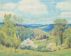 Frederick Henry Brigden, Laurentian Spring [Spring in the Valley], oil on canvas board