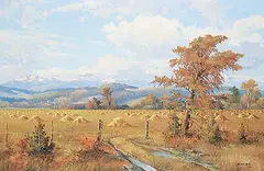 Duncan MacKinnon Crockford, Harvest Time Nr. Caroline, Alta., 1965, oil on canvas