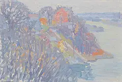 Lionel LeMoine FitzGerald, Landscape with River, oil on canvas