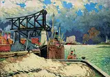 Marc-Aurèle Fortin, The Sandpile, Harbour Scene, Montreal [Le Pont Jacques Cartier en Construction], 1927, oil on canvas