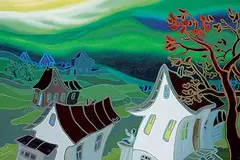 Real Fournier, Friends on the Roof, oil on canvas