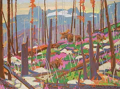 Illingworth Kerr, Fireweed, Burn on Storm Mountain, 1982, oil on canvas