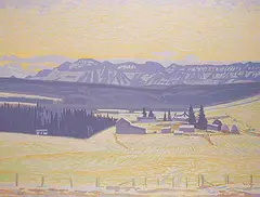 Illingworth Kerr, Ranch South of Priddis, Alberta, 1974, oil on canvas