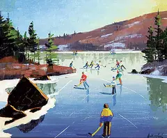 Anthony Law, Brilliant Sunny Morning - Skater, Williams Lake, Halifax, Nova Scotia, 1995, acrylic on wood board