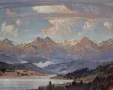 Alfred Crocker Leighton, Untitled - Morning in the Rockies, oil on canvas