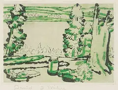David Brown Milne, Painting Place, 1930, colour etching on paper
