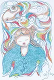 Daphne Odjig, Untitled - Spirit Song, 2014, coloured pencil on paper