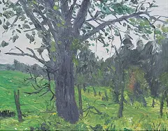William Goodridge Roberts, Lonely Tree, 1960, oil on wood board