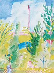 Greg Curnoe, Goose Windmill, Port Franks, 1987, watercolour and graphite on paper
