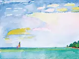 Greg Curnoe, Ducharme Beach, St. Joseph looking N.W. August 22, 1986, watercolour and graphite on paper