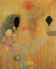 Arid Survivors by Timothy McDowell, 2007, encaustic on canvas, sold Nov 2021