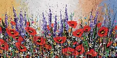 Emma Sabina, Poppies, Poppies and More Poppies, acrylic on canvas