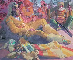 Donald Putman, Untitled - Mountain Men, acrylic on wood board