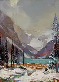 Leonard Richmond, Lake Louise, Alberta, Canada, oil on paper board