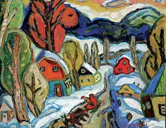 Pierre Bedard, Hiver D'Antan, acrylic on wood board