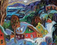 Pierre Bedard, L'Hiver Chante Amia Porte, acrylic on wood board