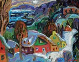 Pierre Bedard, L'Hiver Chante Amia Porte, acrylic on wood board