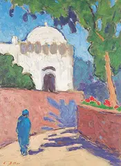 Antoine Bittar, Towards the Mosque, Morocco, 1988, oil on canvas
