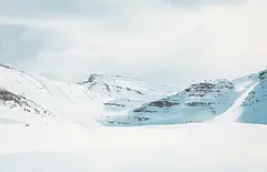 Simon H. Camping, Untitled - Skiers Below Molar Pass, watercolour on paper