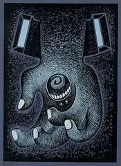 Sorel Etrog, Untitled - Surreal Hand with Teeth, colour silkscreen on paper