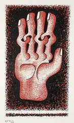 Sorel Etrog, Untitled - Chainlink Fingers, colour silkscreen on paper