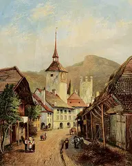 William Fowler, View in Thun, 1857, oil on canvas