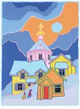 Ted Harrison, Juneau #60/165, 1988, colour silkscreen on paper