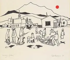 Ted Harrison, Carcross - Yukon #A/P, 1976, hand coloured lithograph on paper