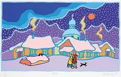 Ted Harrison, Alaska #64/150, 1988, colour silkscreen on paper