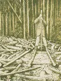William Kurelek, Building A Cord Cradle #17/50, colour lithograph on paper