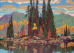 Arthur Lismer, Isles of Spruce, colour silkscreen on paper board